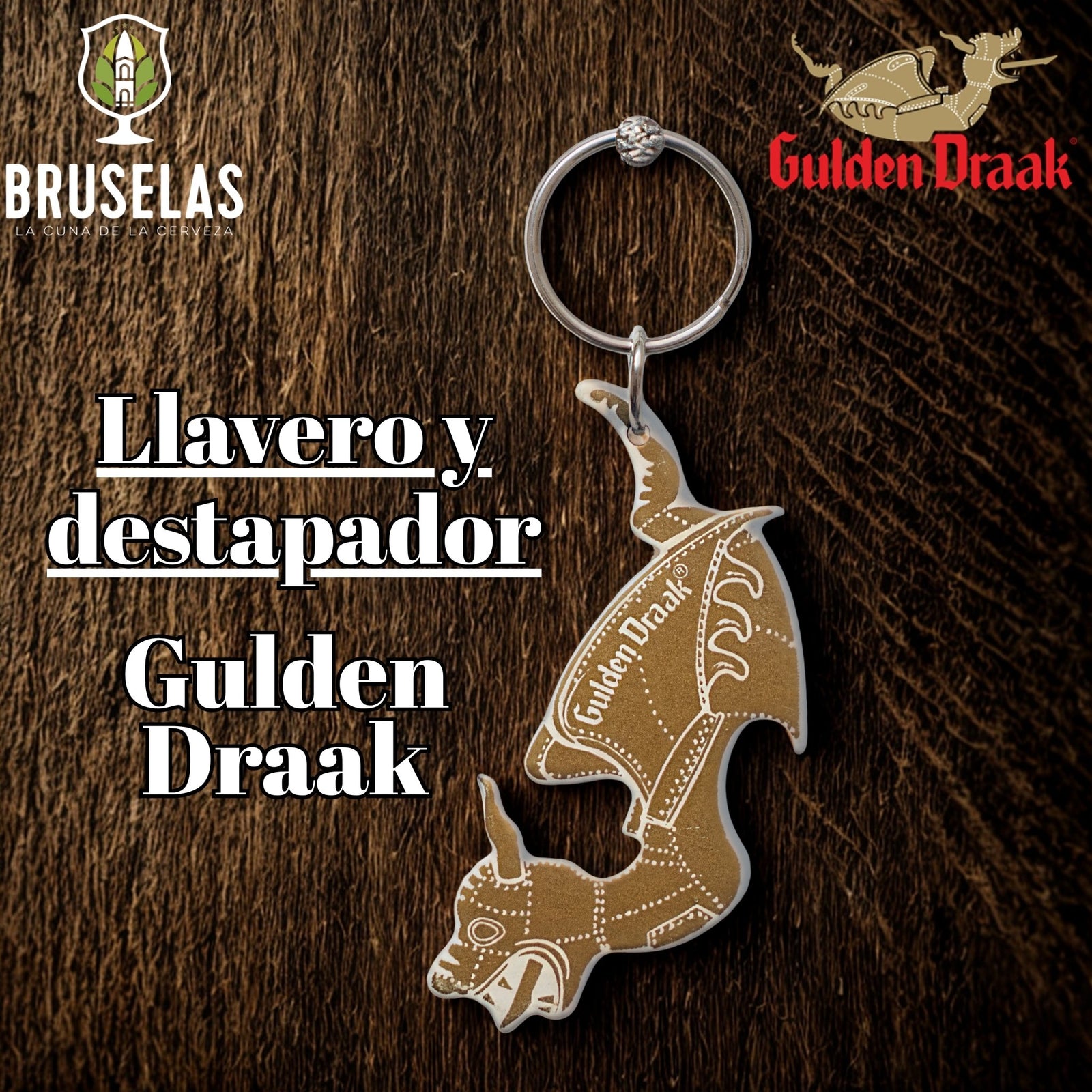 Destapador de cerveza llavero original  de la cervecería Gulden Draak 