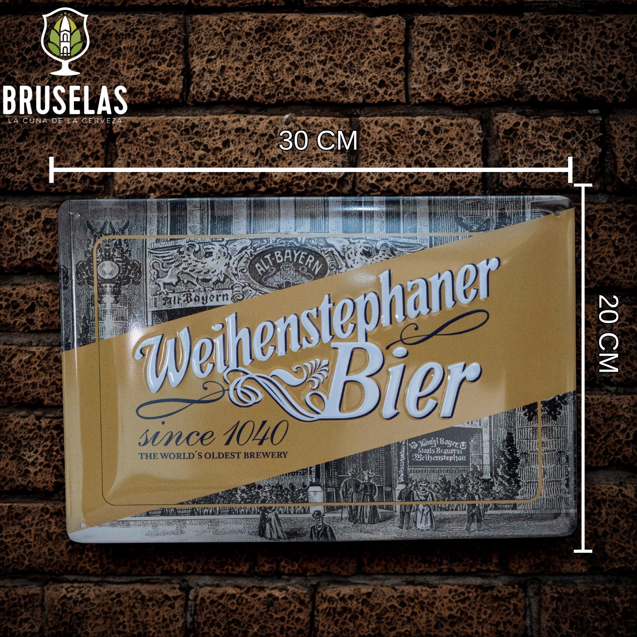 Letrero para bar de cervecería weihenstephaner metálico. 