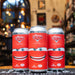 Lata de cerveza Morenos Hazy McQueen, con etiqueta roja que muestra un diseño inspirado en un auto animado con ojos y una gran sonrisa. Tipografía blanca y roja resalta el nombre de esta DDH IPA Turbia. Elaborada con lúpulos Mosaic, Vic Secret y Citra, reflejando su carácter jugoso y tropical.
