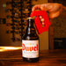 Destapador metálico Duvel rojo con diseño oficial para cerveza belga